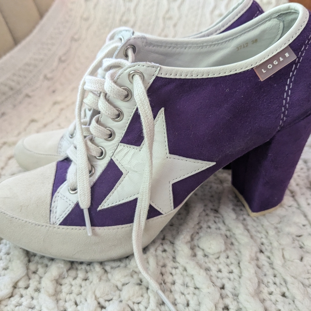 Logan Purple and White high heel sneakers - Picture 2 of 5